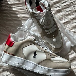 Polo by Ralph Lauren Men's Cream and Red Sneakers